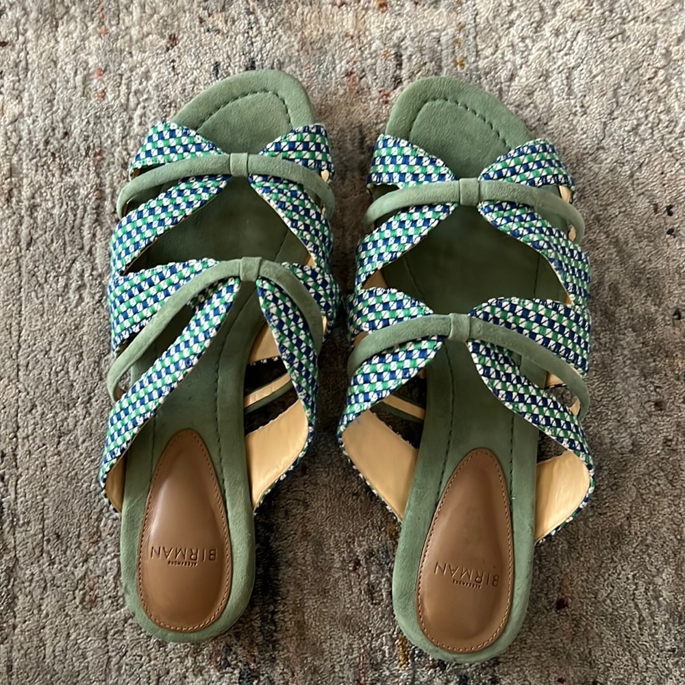 Alexandre Birman green blue suede sandals. Size 38